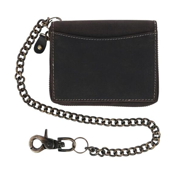 CTM Men's Bifold Zip Around Chain Wallet with Interior Zip - Picture 1 of 5
